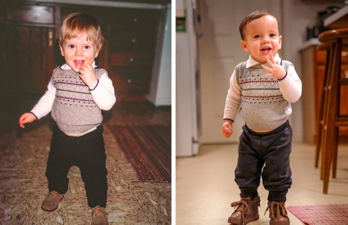 Ահա՛, թե ինչ է պատահում, երբ մարդիկ փորձում են կրկնել մանկության տարիների լուսանկարը: 26 զվարճալի եւ գեղեցիկ լուսանկարներ։