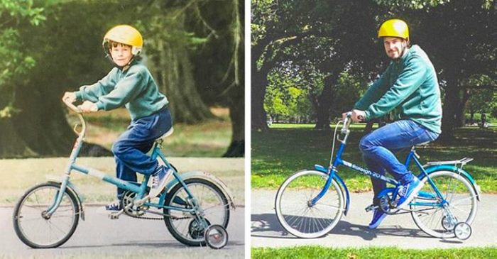 Ահա՛, թե ինչ է պատահում, երբ մարդիկ փորձում են կրկնել մանկության տարիների լուսանկարը: 26 զվարճալի եւ գեղեցիկ լուսանկարներ։