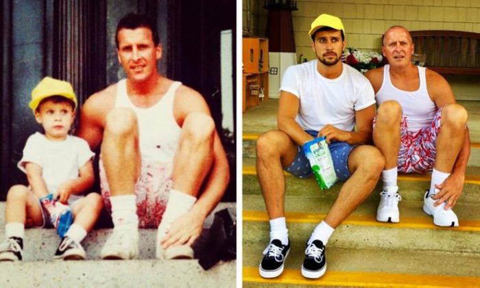 Ահա՛, թե ինչ է պատահում, երբ մարդիկ փորձում են կրկնել մանկության տարիների լուսանկարը: 26 զվարճալի եւ գեղեցիկ լուսանկարներ։