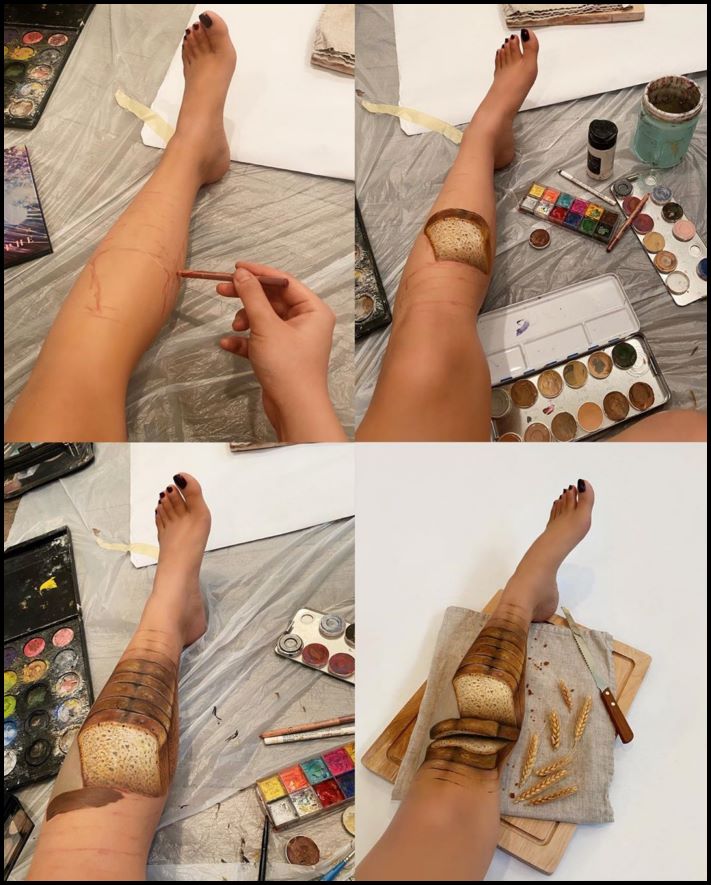 Դիմահարդարուհին ձեռքերի ու ոտքերի վրա պատրանքներ է ստեղծում: Այնքան իրատեսական է երևում, որ ակամայից փշաքաղվում ես