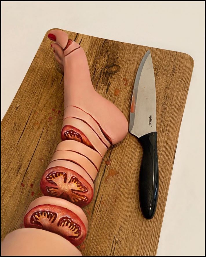 Դիմահարդարուհին ձեռքերի ու ոտքերի վրա պատրանքներ է ստեղծում: Այնքան իրատեսական է երևում, որ ակամայից փշաքաղվում ես