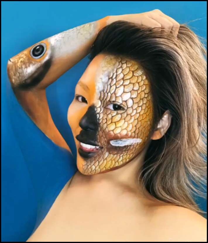 Դիմահարդարուհին ձեռքերի ու ոտքերի վրա պատրանքներ է ստեղծում: Այնքան իրատեսական է երևում, որ ակամայից փշաքաղվում ես