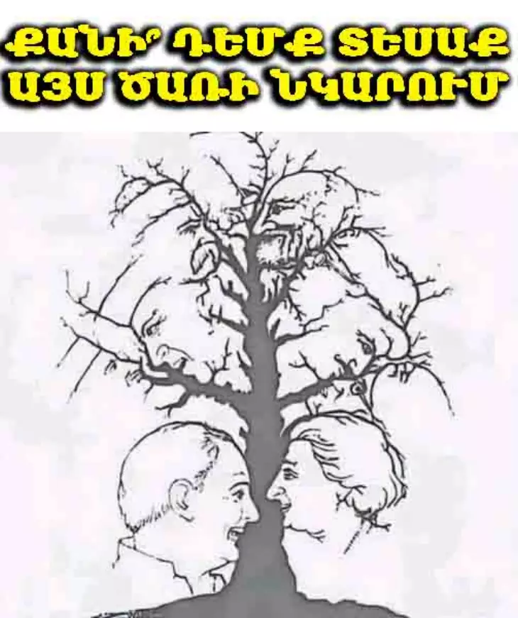 🌳 Քանի՞ դեմք տեսար այս խորհրդավոր ծառի նկարում