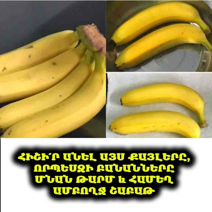 🍌 Պահպանի՛ր բանանները թարմ․ Հասած բանանները գնումից հետո 1-2 օր անց սևանում են։ Հիշի՛ր անել այս քայլերը, որպեսզի բանանները մնան թարմ և համեղ ամբողջ շաբաթ