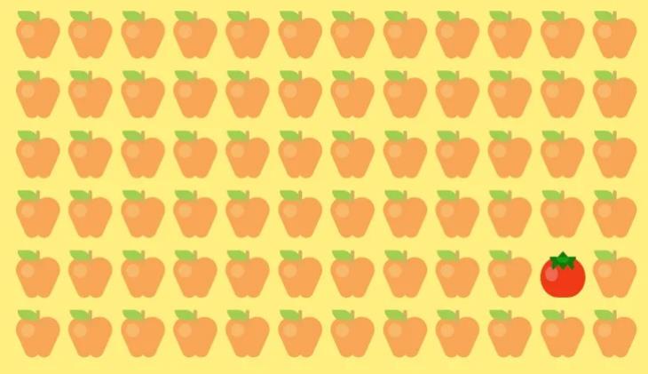 🍅 Միայն հանճարների համար. Կարո՞ղ եք 5 վայրկյանում խնձորների մեջ լոլիկ գտնել։ Այս գլուխկոտրուկը մատչելի է միայն 161-ից բարձր IQ ունեցողներին