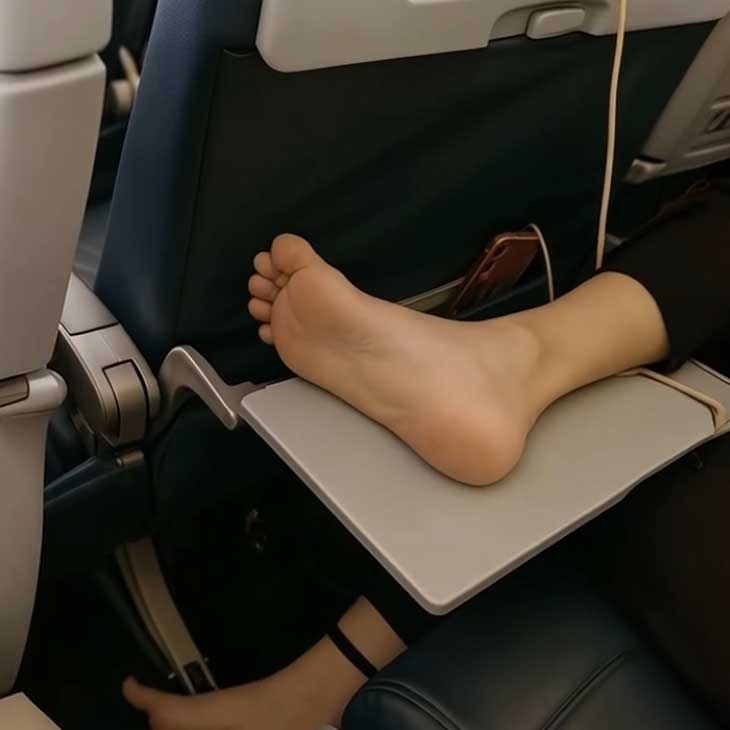 Օդանավում մի աղջիկ իր կեղտոտ ոտքը դրեց դատարկ նստատեղի սեղանիկի վրա։ Ես նրան քաղաքավարի խնդրեցի իջեցնել, բայց, ի վերջո, ստիպված եղա ավելի վճռական լինել։