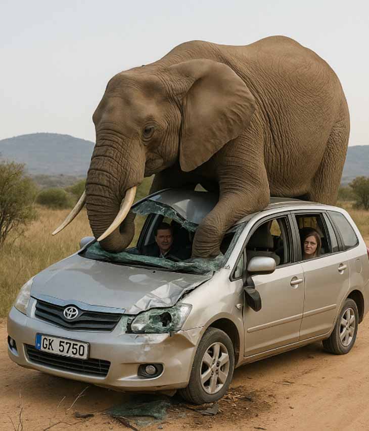 🐘 Թակարդում վայրի բնության ճնշման տակ. Սրտի կանգնեցնող պահը, երբ փիղը բախվեց սաֆարիի մեքենային բաց ճանապարհին 🚗