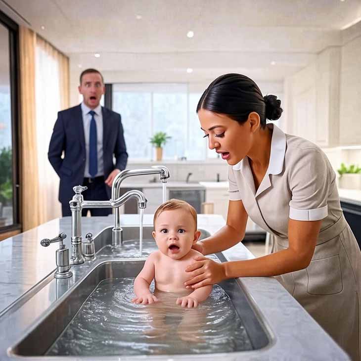 Մաքրուհին երեխային լողացրեց լվացարանում... Միլիոնատեր հոր արձագանքը ցնցեց բոլորին 😮