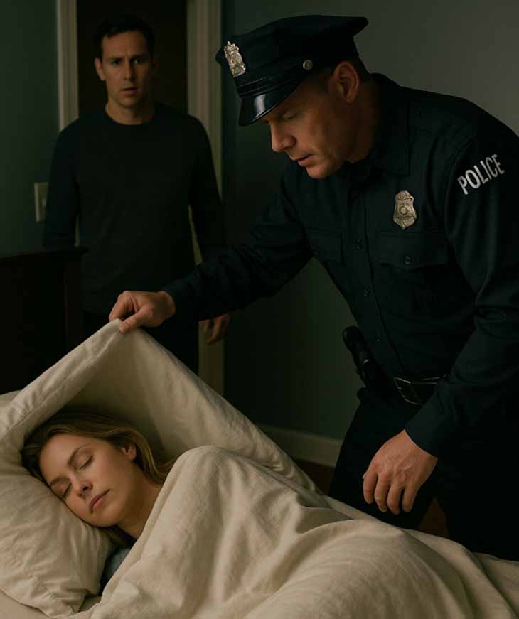 “Պարոն, Ձեր կինը մեկ ժամ առաջ անսպասելի իրավիճակի մեջ է հայտնվել մեքենայով երթևեկելիս։” 🚨 — Ոստիկանը թակեց նրա դուռը, բայց երբ նա պնդեց, որ կինը վերևում քնած է, այն, ինչ նրանք գտան ննջասենյակում, բոլորին անշարժացրեց։ 😮