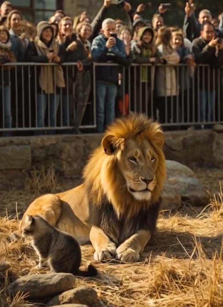 🦁 Կենդանաբանական այգին լռեց, երբ առյուծի վանդակ մտավ մի փոքրիկ կատվիկ․ 😨 Բոլորը սարսափելի հարձակման էին սպասում, բայց այն, ինչ արեց Գազանների Թագավորը, զարմացրեց ամբողջ բազմությանը