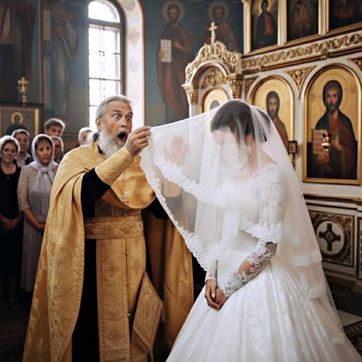 Հարսանիքի ժամանակ քահանան մի տարօրինակ բան նկատեց հարսնացուի մեջ ու կանգնեցրեց արարողությունը… 😲😲😲