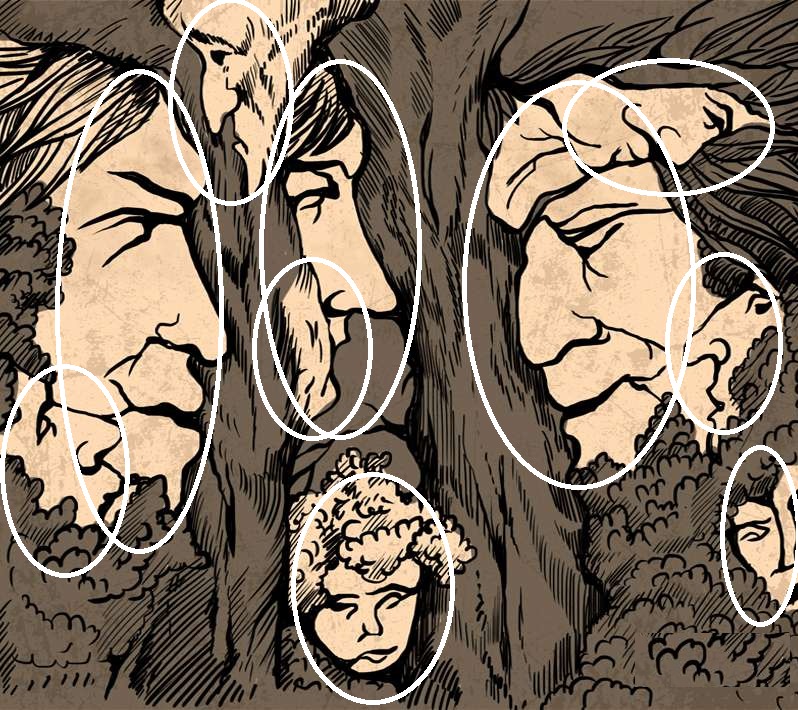 ԳԼՈՒԽԿՈՏՐՈՒԿ-ՊԱՏՐԱՆՔ ✨🌳🤔 Քանի՞ դեմք եք տեսնում նկարում։