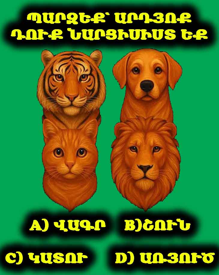 Ընտրեք ավելորդին և պարզեք՝ արդյոք ունեք նարցիսիզմի հակումներ 🐅🐕🐈🦁