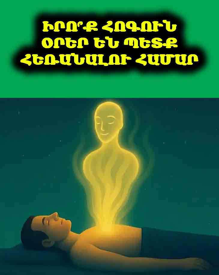 🤔 ԻՐՈ՞Ք ՀՈԳՈՒՆ ՕՐԵՐ ԵՆ ՊԵՏՔ ՄԱՐՄՆԻՑ ՀԵՌԱՆԱԼՈՒ ՀԱՄԱՐ։ Ահա թե ինչ են բացահայտում ուսումնասիրությունները մահվանից հետո գիտակցության մասին 🕯️