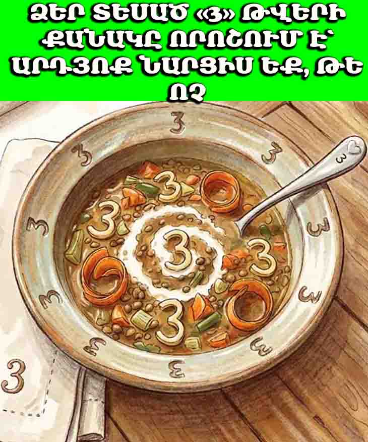 ՁԵՐ ՏԵՍԱԾ &laquo;3&raquo; ԹՎԵՐԻ ՔԱՆԱԿԸ ՈՐՈՇՈՒՄ Է՝ ԱՐԴՅՈՔ ՆԱՐՑԻՍ ԵՔ, ԹԵ ՈՉ