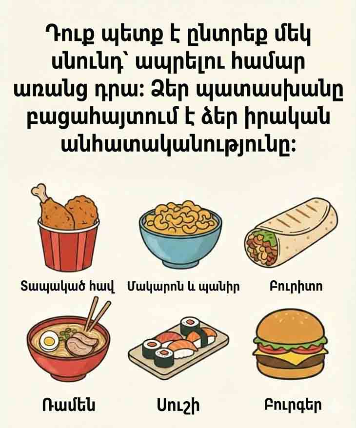 ԸՆՏՐԵՔ ՄԵԿ ՈՒՏԵԼԻՔ, ՈՐԻՑ ՊԵՏՔ Է ՀՐԱԺԱՐՎԵՔ. ՁԵՐ ՊԱՏԱՍԽԱՆԸ ԿԲԱՑԱՀԱՅՏԻ ՁԵՐ ԻՐԱԿԱՆ ԲՆԱՎՈՐՈՒԹՅՈՒՆԸ