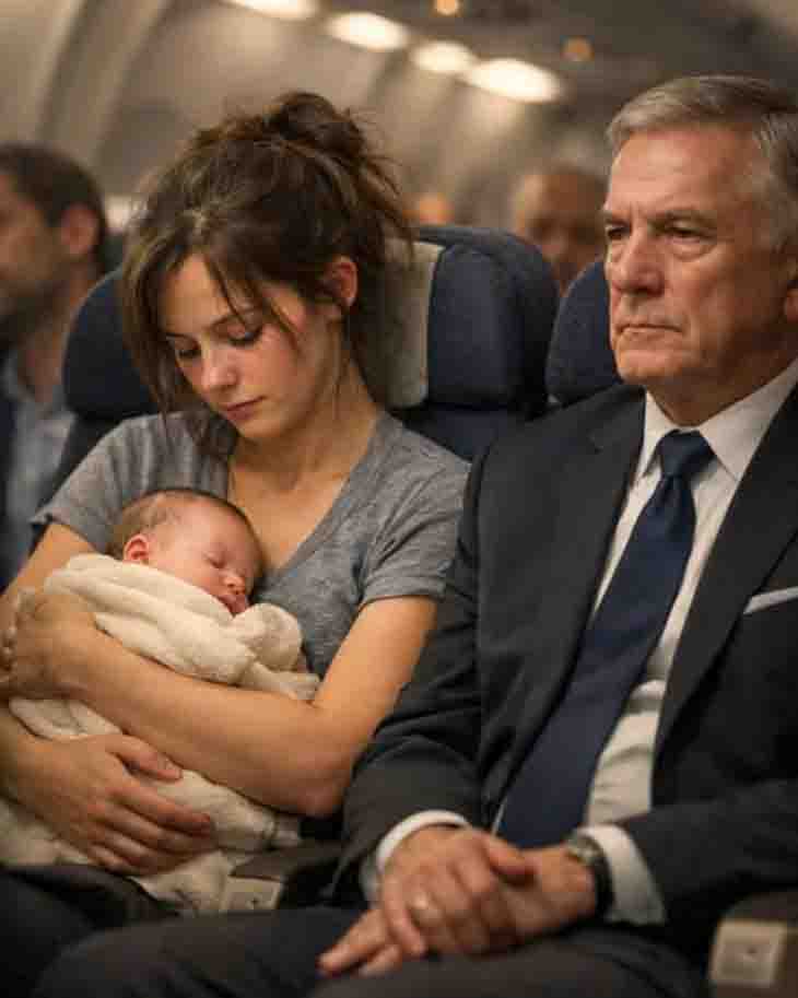 😱 Ուժասպառ մայրը, փորձելով հանգստացնել լացող երեխային, հոգնածությունից պատահաբար քնեց կողքի տղամարդու ուսին։ Տղամարդը նյարդայնացած տեսք ուներ, բայց այն, ինչ նա արեց հետո, ցնցեց ողջ ինքնաթիռը 😱