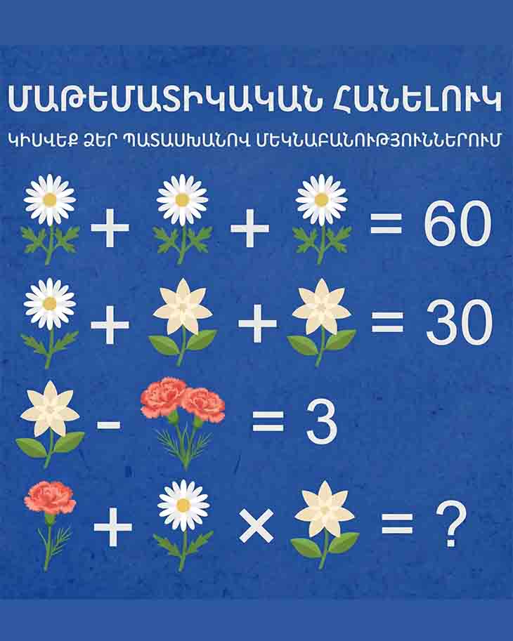 🌸 ԼՈՒԾԵՔ ԾԱՂԻԿՆԵՐՈՎ ԱՅՍ ԲԱՐԴ ՄԱԹԵՄԱՏԻԿԱԿԱՆ ԳԼՈՒԽԿՈՏՐՈՒԿԸ &mdash; ՄԻԱՅՆ ՍՈՒՐ ՄԻՏՔ ՈՒՆԵՑՈՂՆԵՐՆ ԵՆ ՃԻՇՏ ՊԱՏԱՍԽԱՆՈՒՄ 🌸