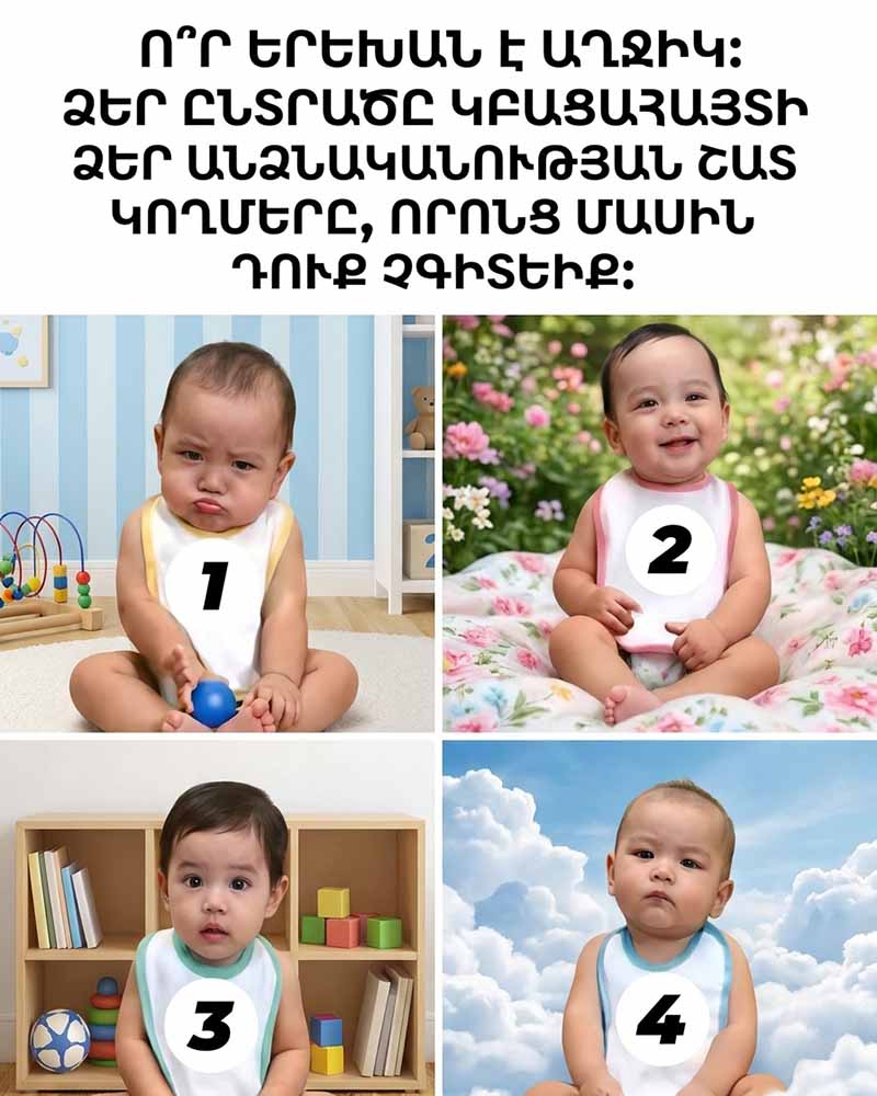 👶 ՀՈԳԵԲԱՆԱԿԱՆ ԹԵՍՏ. ԱՅՍ ՉՈՐՍ ՓՈՔՐԻԿՆԵՐԻՑ Ո՞ՐՆ Է ԱՂՋԻԿ 👶