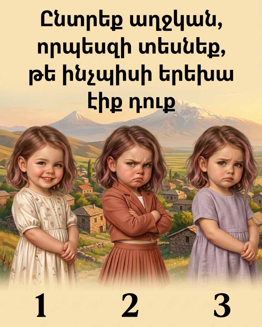 👧🔮 ԸՆՏՐԵՔ ԱՂՋԻԿՆԵՐԻՑ ՄԵԿԻՆ ԵՎ ՊԱՐԶԵՔ, ԹԵ ԻՆՉՊԻՍԻ ԵՐԵԽԱ ԵՔ ԵՂԵԼ ԵՎ ՈՎ ԵՔ ԻՐԱԿԱՆՈՒՄ ԱՅՍՕՐ 🔮👧